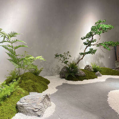 仿真绿植大型轻奢假树室内景观造景榕树组合落地假植物橱窗摆件