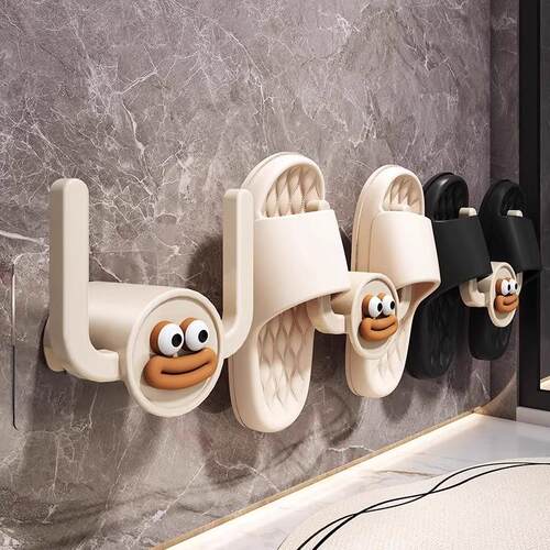 Wall-mounted bathroom slipper rack, no drilling required, ba