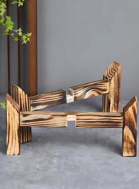 鱼陶瓷缸实木底饰座鱼缸装字木框架圆形GXG古鱼缸支架陶瓷鱼缸专