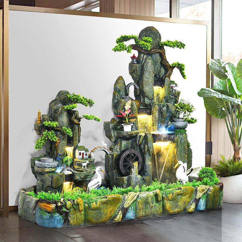 大型假山流水喷泉摆件鱼池客厅阳台加湿器酒店庭院别墅招财装饰品