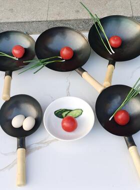 迷你小铁锅炒锅老式手工无涂层小号炒锅婴儿宝宝用17/20/26/28