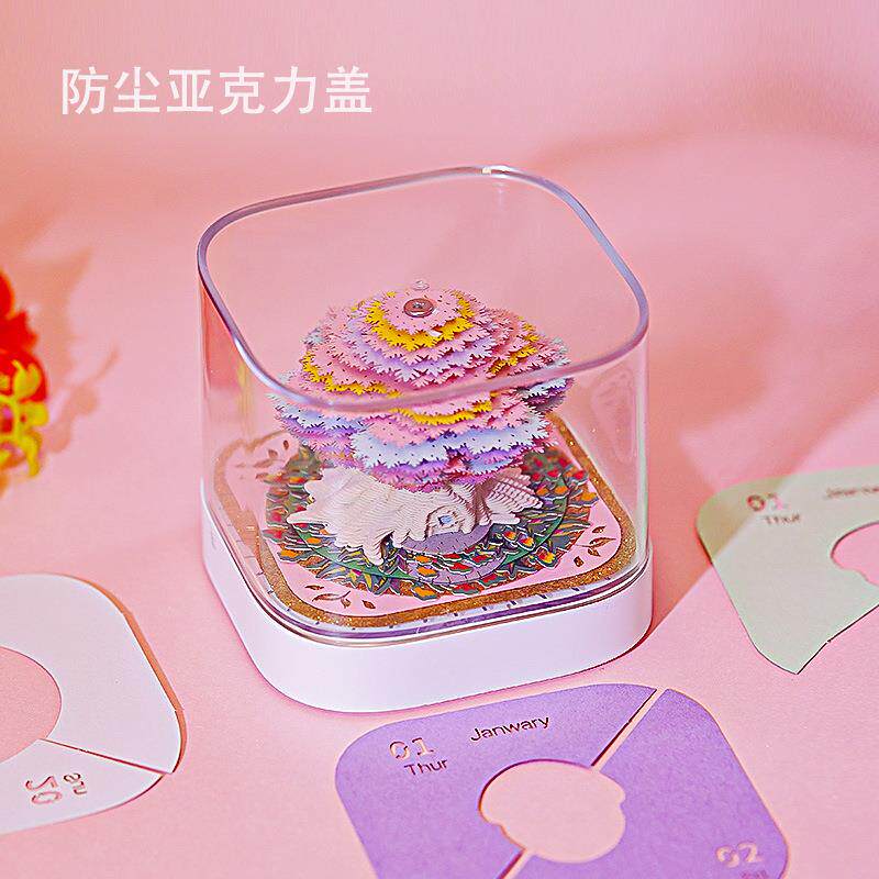 纸木相识便签纸雕台历创意节日礼物全景多彩树屋纸雕摆件送朋友