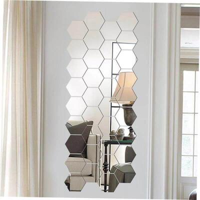 12Pcs 3D Mirror Wall Sticker Home Decor Hexagon Decorations