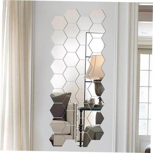 12Pcs 3D Mirror Wall Sticker Home Decor Hexagon Decorations