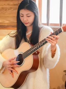 336寸80082单板他初学者4寸吉他民谣吉他木他9吉62D系吉列