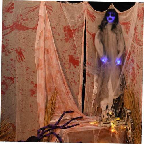 Halloween horror decorated gauze with blood tablecloth万圣节