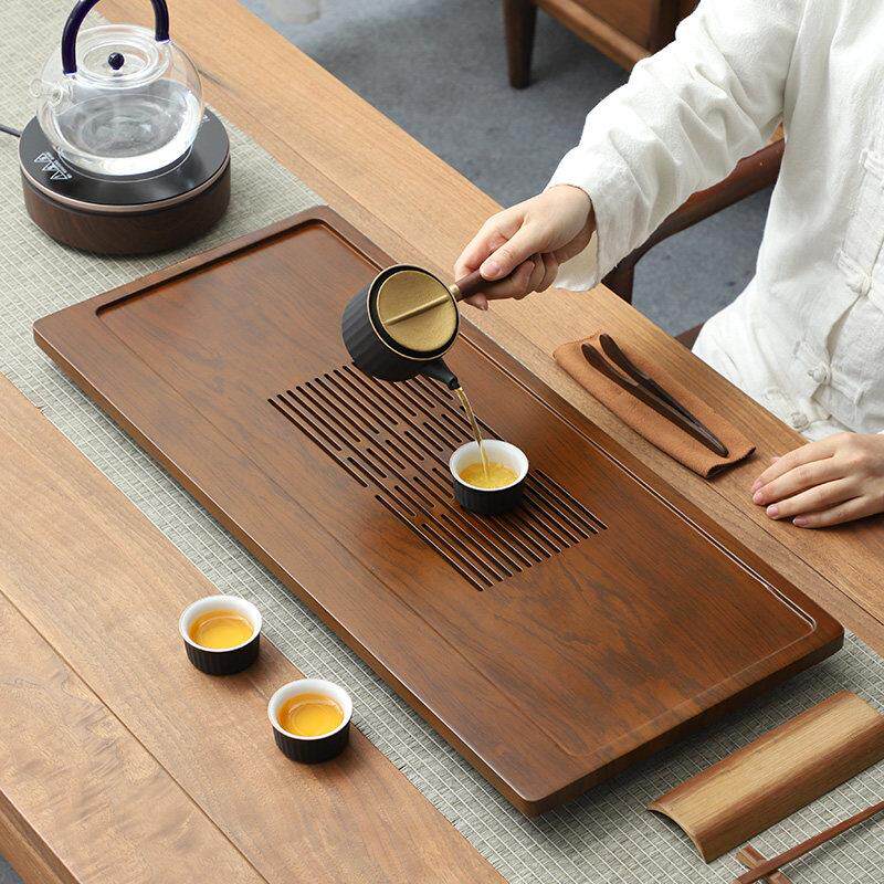茶盘竹制托盘家用长方形小号简约茶海茶台抽屉式实木纹干泡办公室