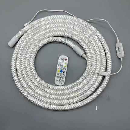 编织霓虹灯条 360°发光 D16mm LED柔性网纹霓虹灯带 5V幻彩跑马