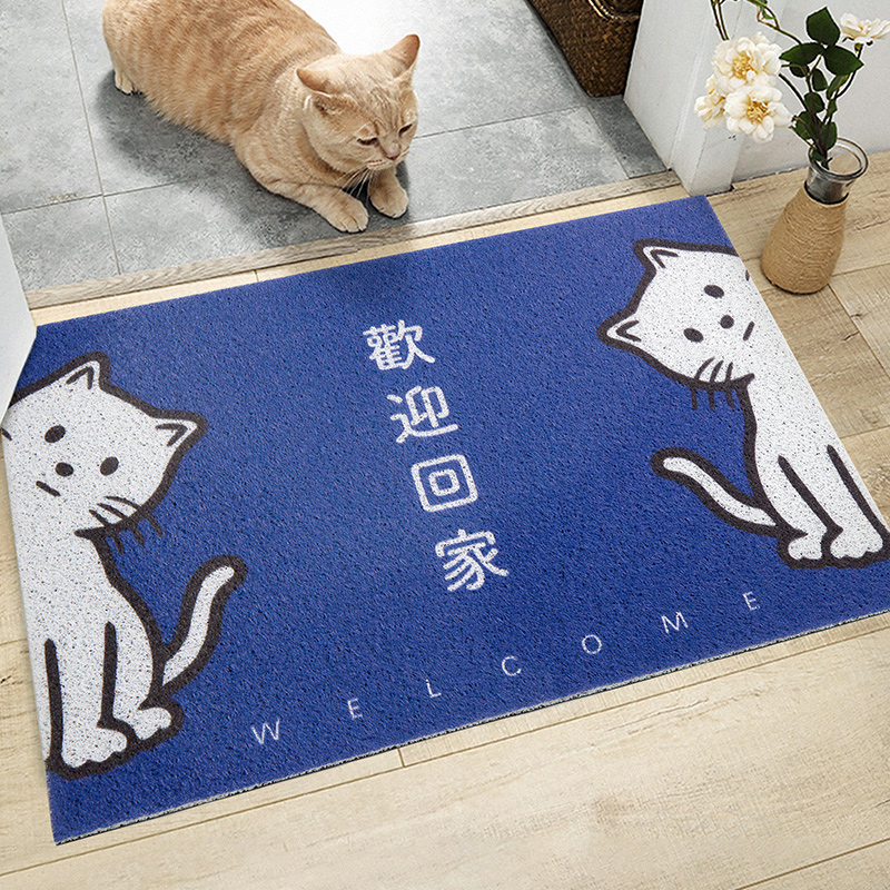 暖藻 卡通猫咪简约进门入户门丝圈地垫家用玄关防滑除尘门垫地毯