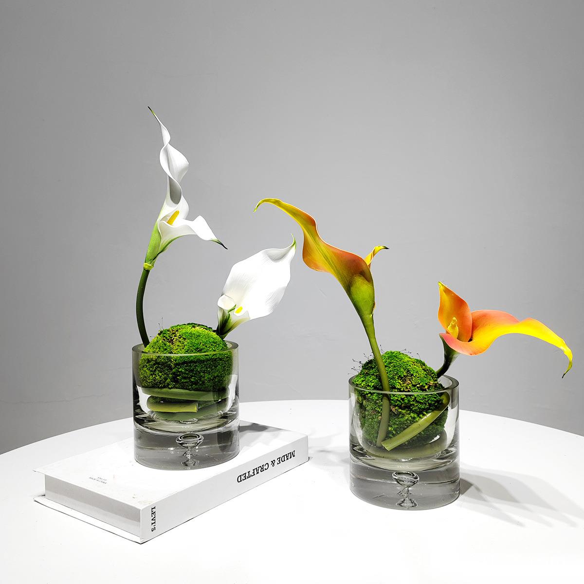 现代轻奢仿真花假花摆设玻璃花瓶餐桌面花艺摆件玄关洽谈桌装饰品