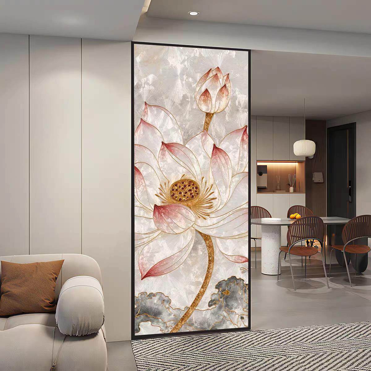 帝画 画欧式艺术玻璃定制珐瑯彩手工高端屏风隔断入户玄关背景墙