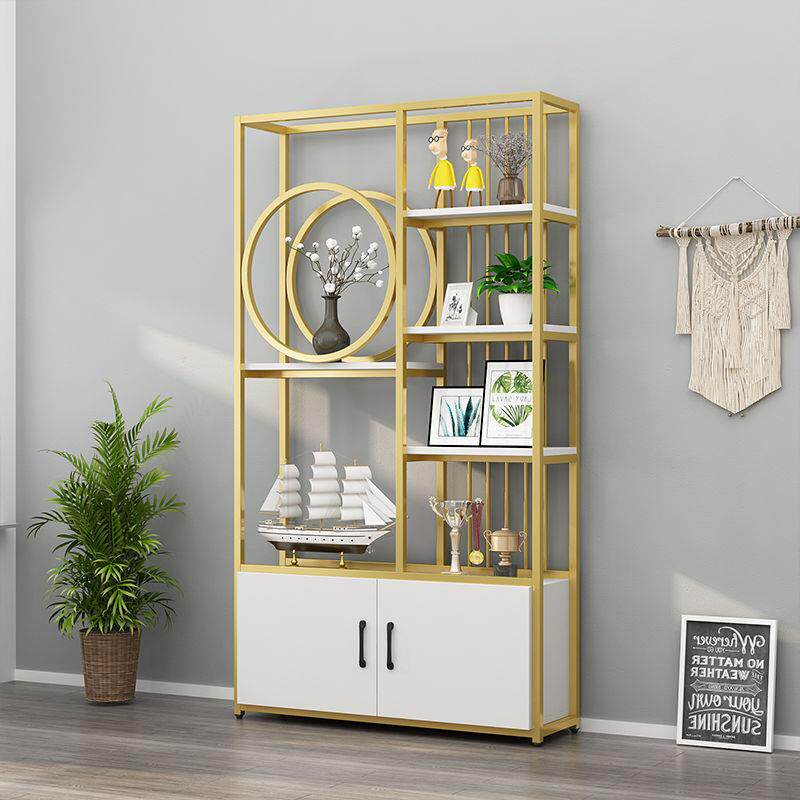 铁艺镂空隔断新款置物架玄关屏风书架办公室装饰柜落地多层展示柜