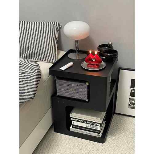 轻奢床头柜现代简约网红创意黑色铁艺沙发边几茶几简易卧室床边桌