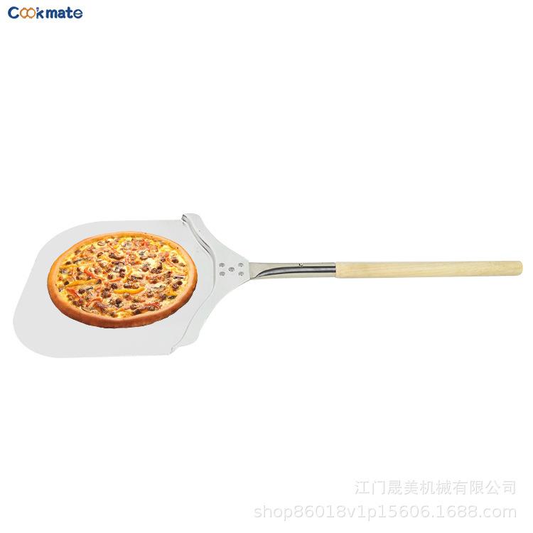 加长铝披萨铲木柄铝披萨铲可拧手柄披萨铲木柄铝铲烘焙铲厨房铲