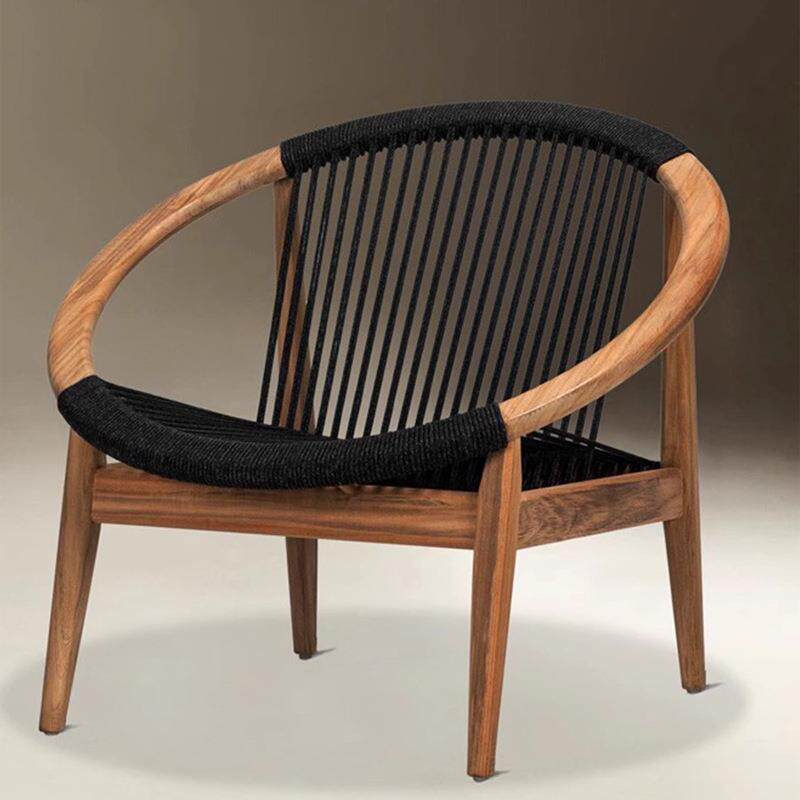 实木藤编沙发单人藤椅柚木中式休闲户外懒人阳台防水防晒茶几组合