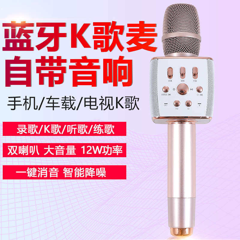 权盟靓声麦克风话筒音响一体家用手机k歌无线蓝牙全民唱歌神器ktv