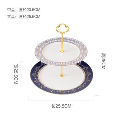 高档欧摆式轻奢双层水果盘客厅几糖果盘子甜茶托品台件盘架子蛋糕