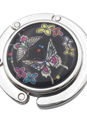 现货创意仿贝孔雀挂包钩热销创意圆形挂包器桌边折叠便携挂钩挂钩