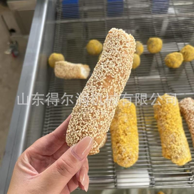 油炸麻枣生产线芋头酥圆盘式裹芝麻机器圆形油炸锅带自动搅拌