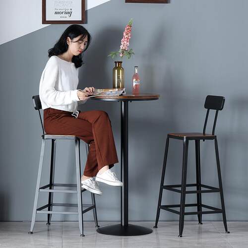 铁艺吧台桌椅组合创意高脚桌一桌两椅餐厅休闲吧奶茶店酒吧桌椅