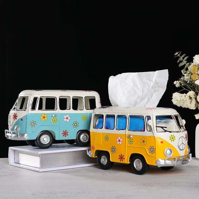 1197美式复古浪滑板巴冲士汽车模型纸巾抽盒铁艺纸盒复古巾模纸型