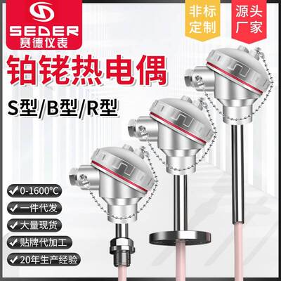 跨境铂铑热电偶S型B型R型0-1700耐高温温度传感器K型热电偶变送器