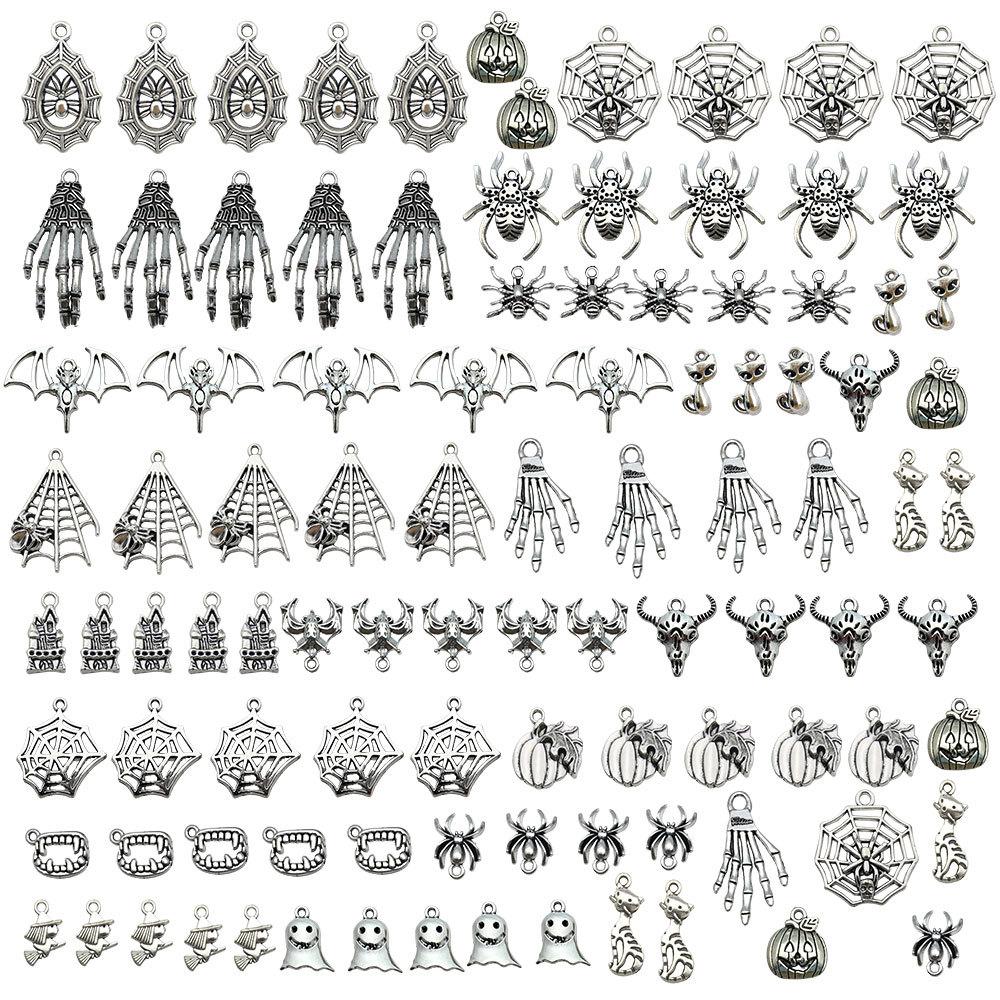 diy100手链头骷髅银色吊坠项链饰品个藏元素万圣节挂件混配件