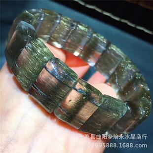 男女款 宽板满丝钛晶手排 钛晶手排 发晶手排 天然银钛晶手排