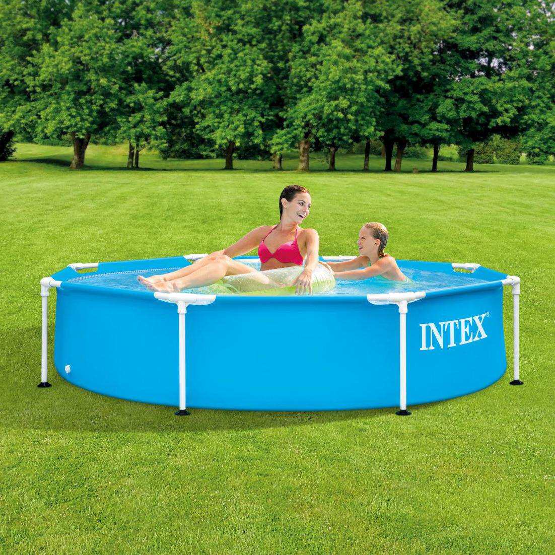 INTEX282058尺圆形管架水池儿童室外游戏支架池家用花园戏水池