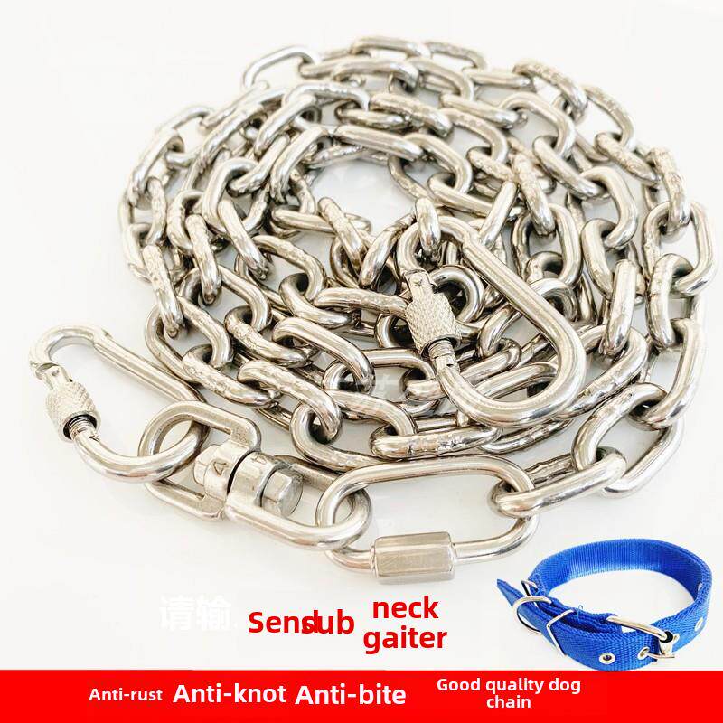 304不锈钢狗炼子家用牵引带小型中型犬大型犬铁炼狗绳防咬宠物炼