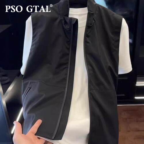 PSO GTAL2025新款冬季男士高端立领款拉炼纯色百搭休闲男款马甲外