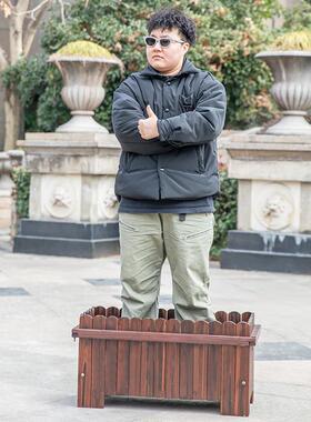 碳化腐木花箱防长盆方形花盆户外BWL木庭院阳台种菜多肉花槽种实