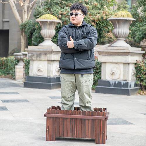 碳化防腐木外花箱长方槽形花盆户实木阳庭院台种菜WSW盆多肉花种