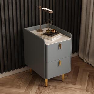 实木超窄轻奢床头柜简约现代家用卧室岩板小型迷你极窄夹缝床新品