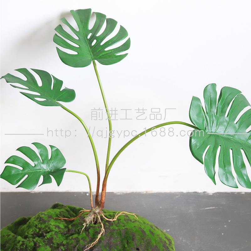 厂家仿真植物长枝花龟背叶物墙配植材绿植景观造景GL-6564A插绿叶