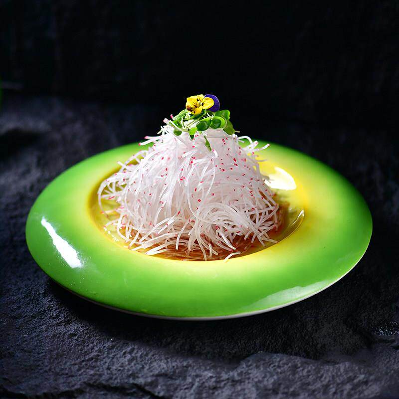新中式渐层色釉陶瓷餐具商用高档饭店圆盘饭厅创意点心凉菜窝盘子
