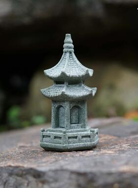 小石亭模拟景观干景观摆件家居入口亭中国园林花卉盆景景观装饰