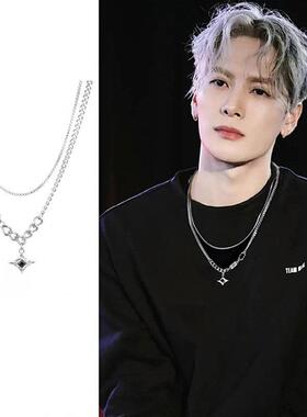 双层四芒星项链女ins冷淡风小众轻奢高级感百搭情侣锁骨链