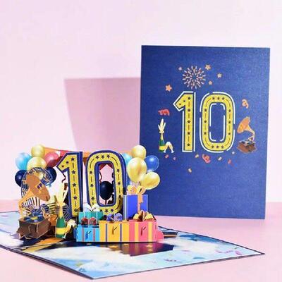 Paper 3D Ballon Greeting Card Blue with Envelope