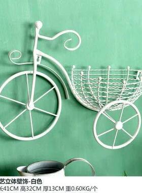 创意自行车欧式铁艺壁饰壁挂花架花篮客厅阳台墙上悬挂花篮装饰品