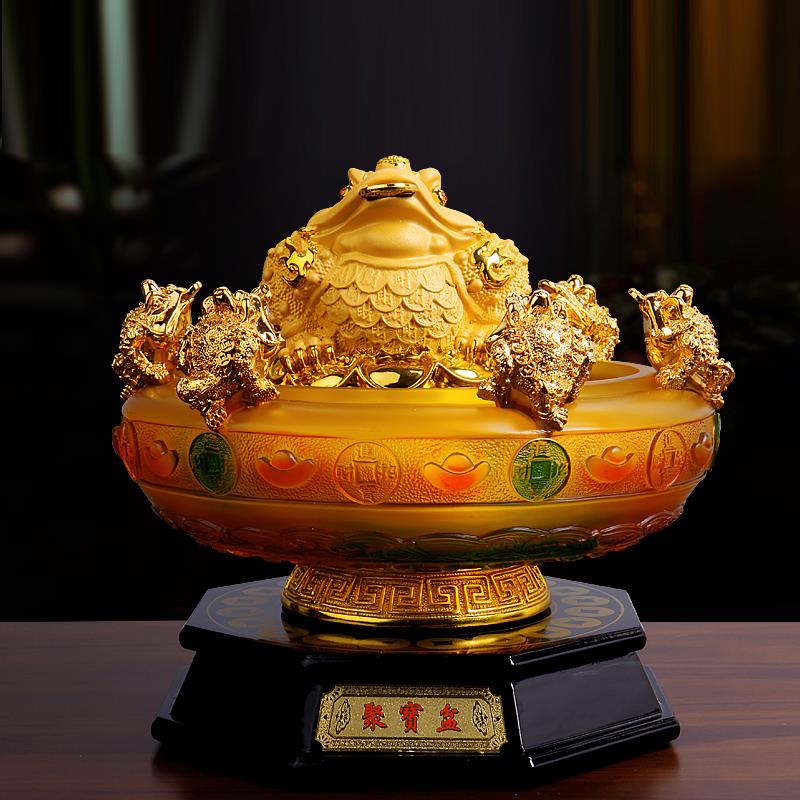 招财金蟾蜍聚宝盆摆件客厅酒柜玄关摆设办公室收银台店铺开业礼品