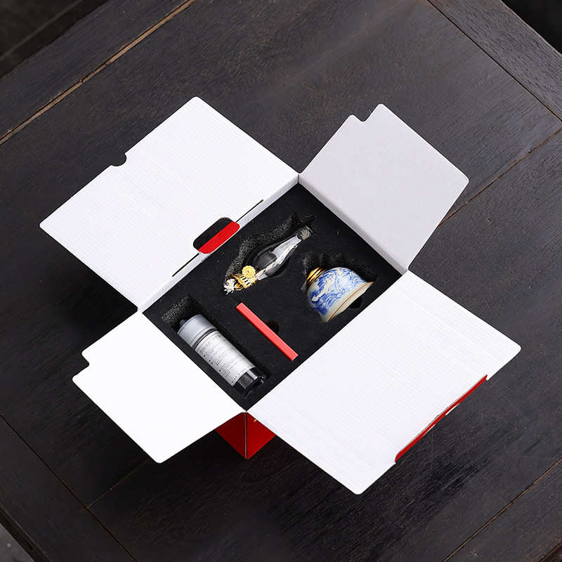 青花陶瓷酥油灯露营茶室装饰氛围灯怀旧复古茶空间装饰茶道配件