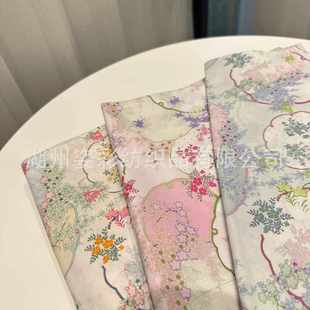 连衣裙服装 全棉60支数码 童装 古风团扇小碎花 手工面料桌布 印花