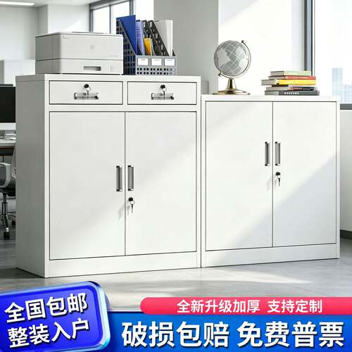 办公室小矮柜钢制财务资料档案柜落地带锁储物柜家用工具柜铁皮柜
