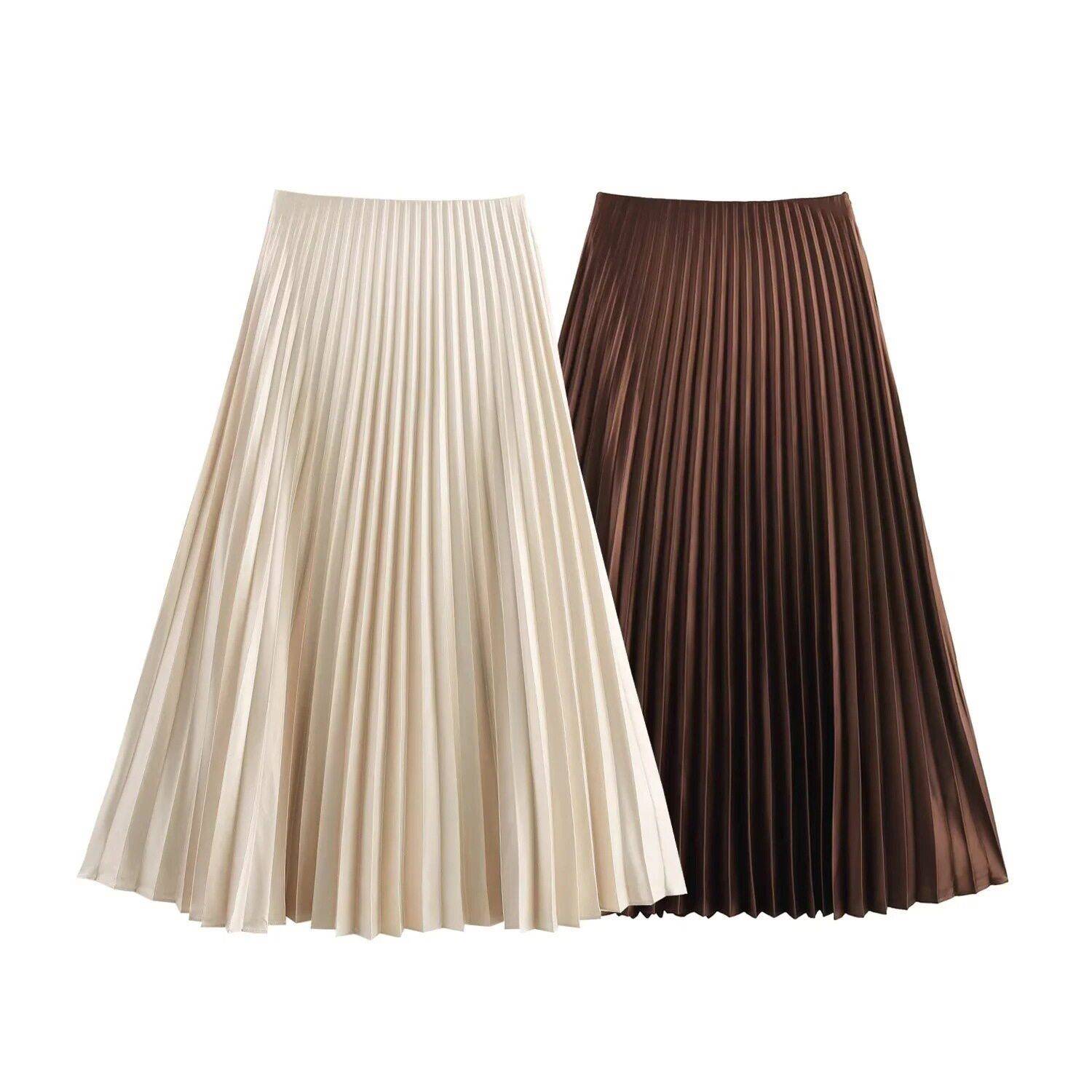Long Skirts for Women Fairycore Satin Midi Skirt Women图片