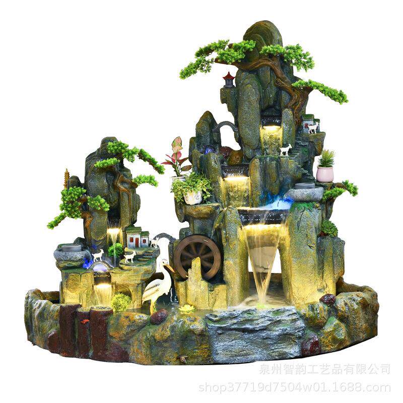假山石喷泉流水摆件招财别墅客厅庭院餐厅办公茶室落地家居装饰品