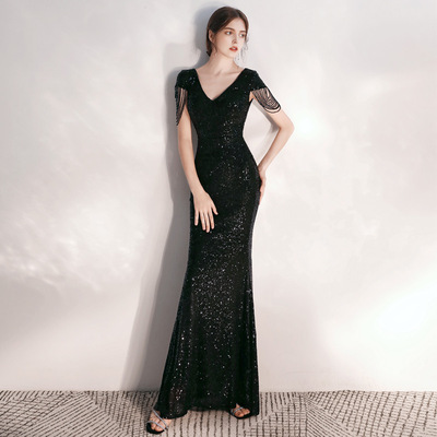 晚礼服水晶珠礼服鱼尾宴会婚纱