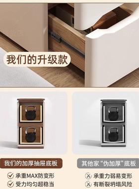 奶室油实木床柜安装20ECA25头小型简轻约现代家用新款奢卧收纳其