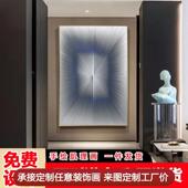 玄关装 置皮革艺术客厅墙壁画样板间别墅实物画 饰画现代轻奢立体装