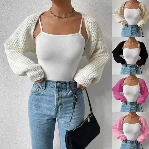 Women's Short Bolero Cardigan  Long Sleeve Fitted Knitwear